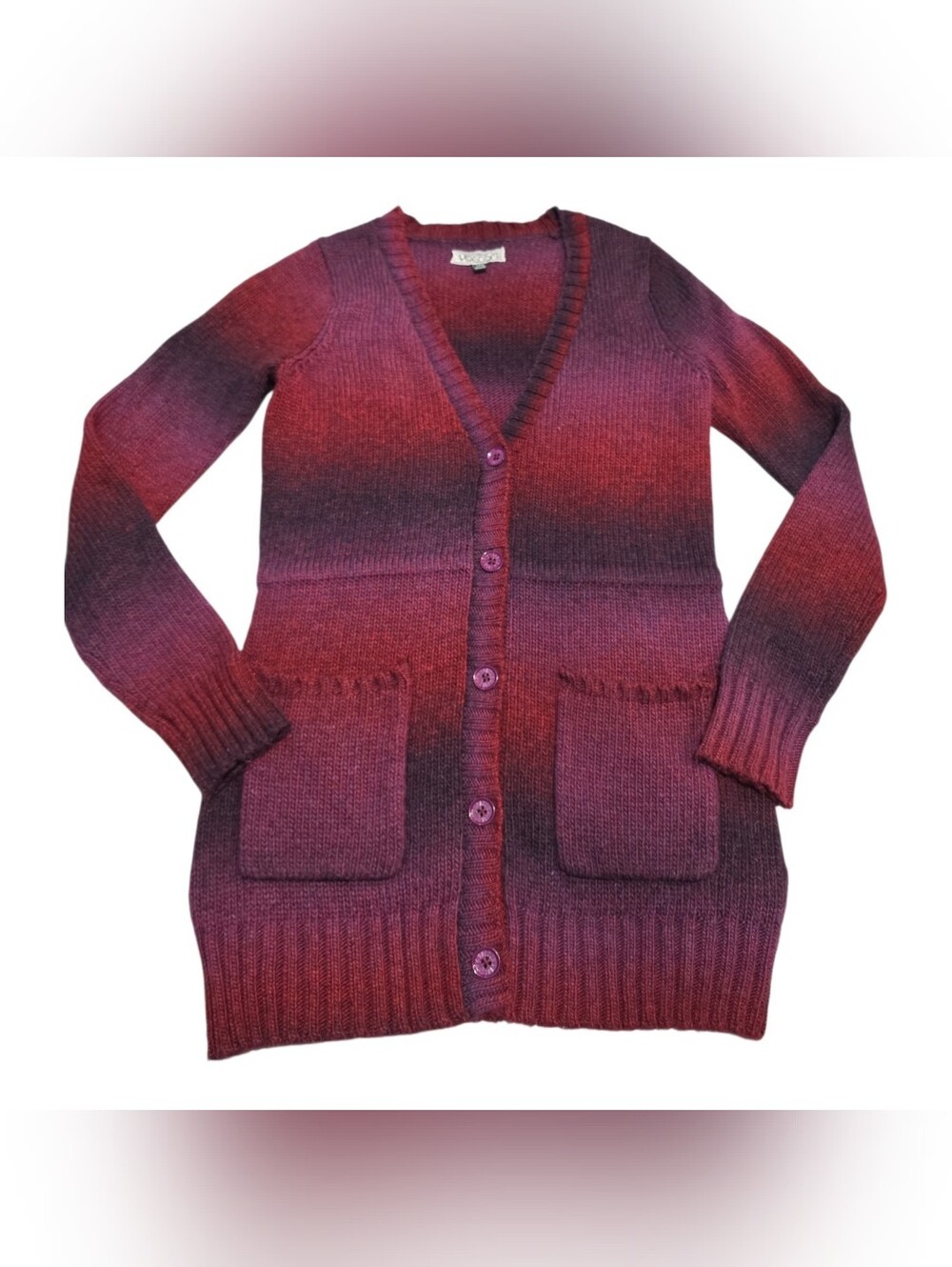 Volcom Gradient Ombre Knit Cardigan Sweater Small  Boho Fall Cottage